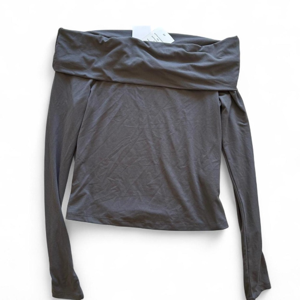 H&M Off-the-Shoulder Long Sleeve Top - Gray